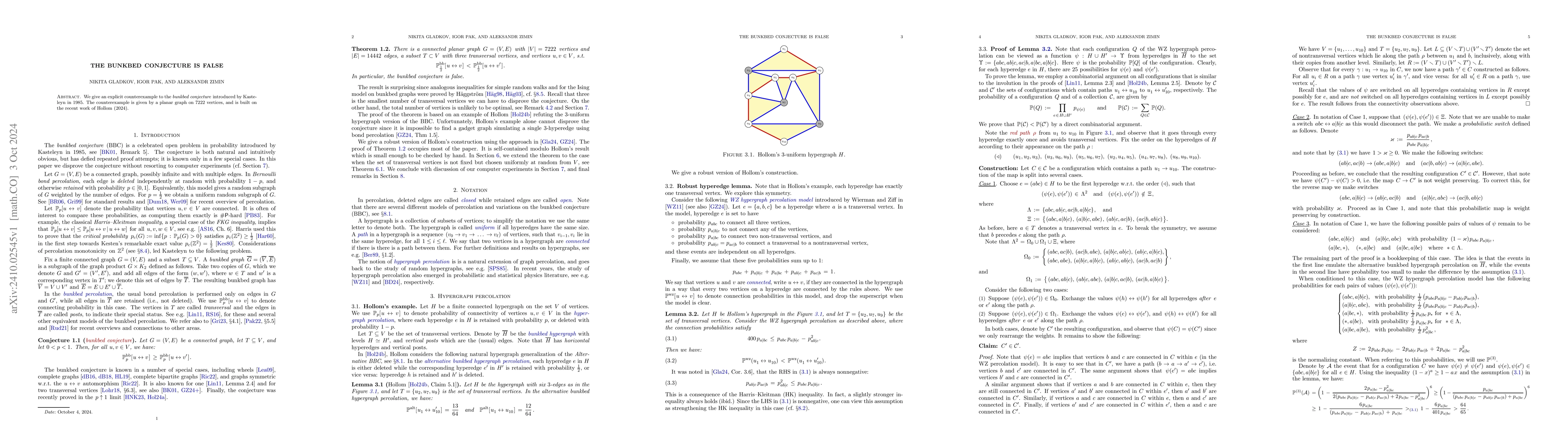 Thumbnail for The bunkbed conjecture is false