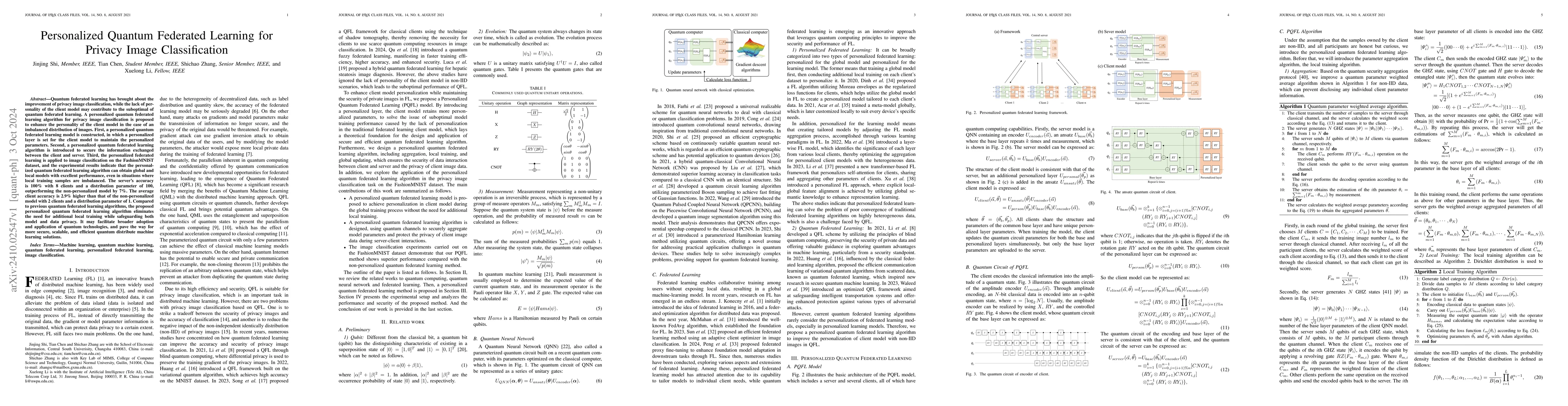Thumbnail for Personalized Quantum Federated Learning for Privacy Image Classification