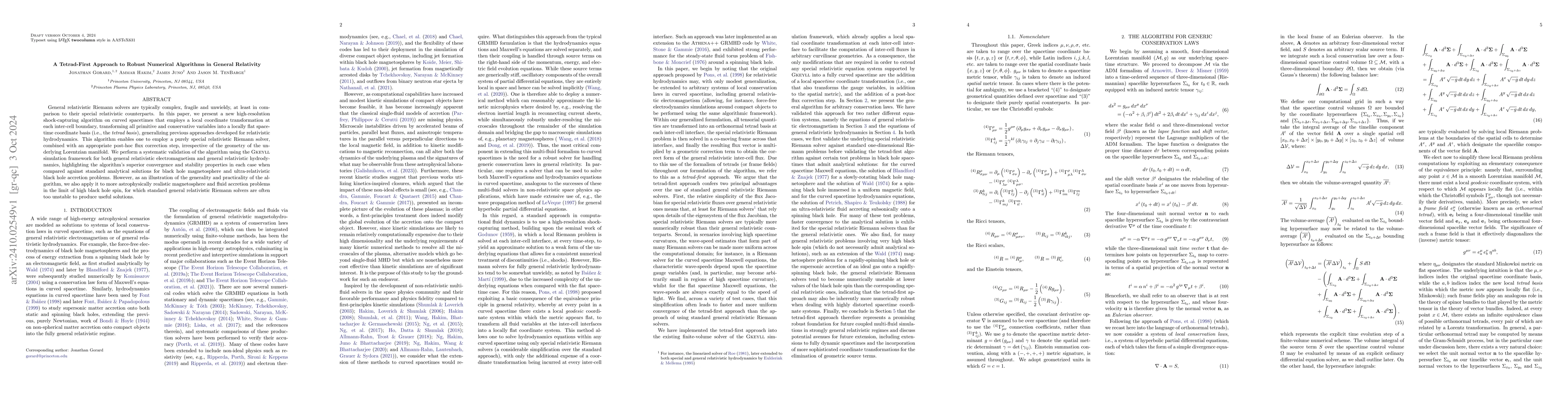 Thumbnail for A Tetrad-First Approach to Robust Numerical Algorithms in General
  Relativity