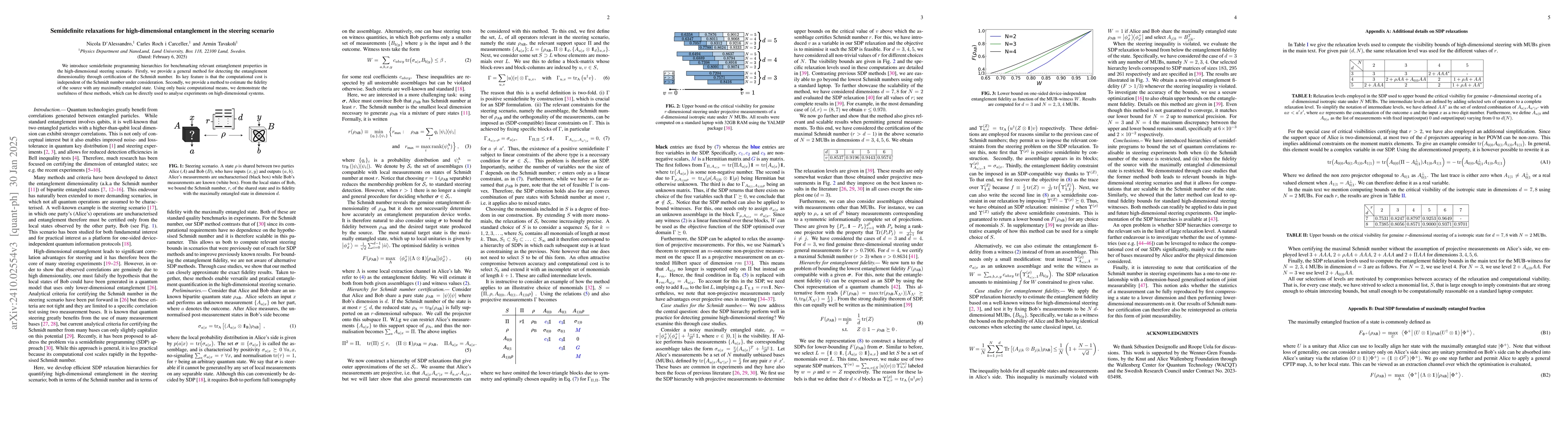Thumbnail for Semidefinite relaxations for high-dimensional entanglement in the
  steering scenario