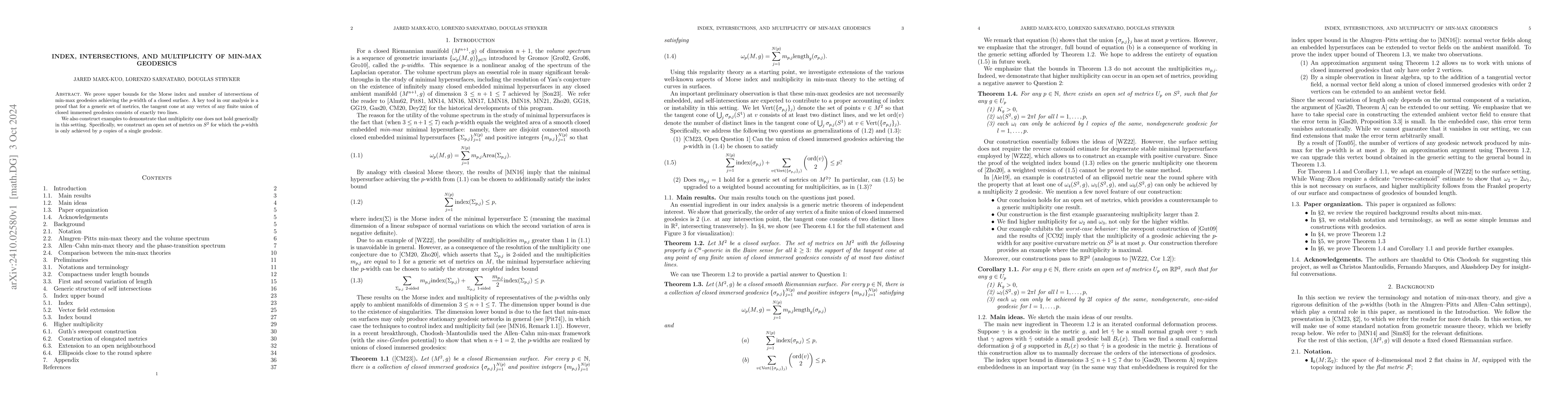 Thumbnail for Index, Intersections, and Multiplicity of Min-Max Geodesics