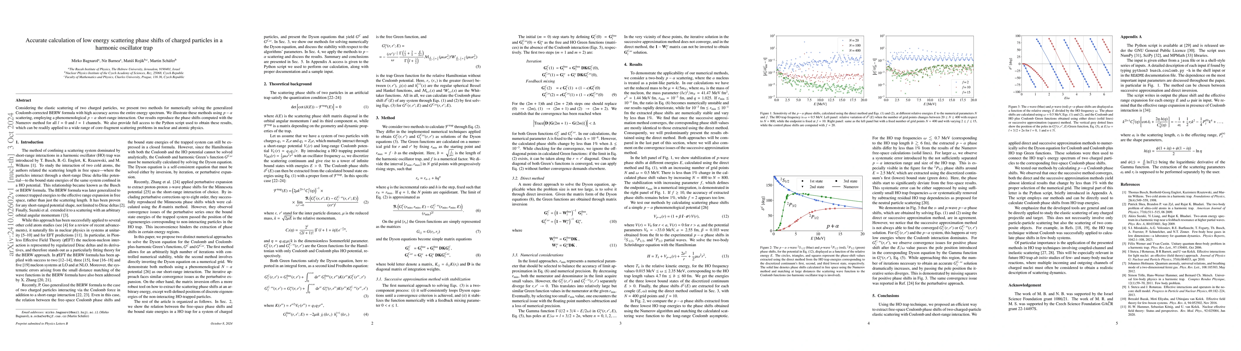 Thumbnail for Accurate calculation of low energy scattering phase shifts of charged
  particles in a harmonic oscillator trap