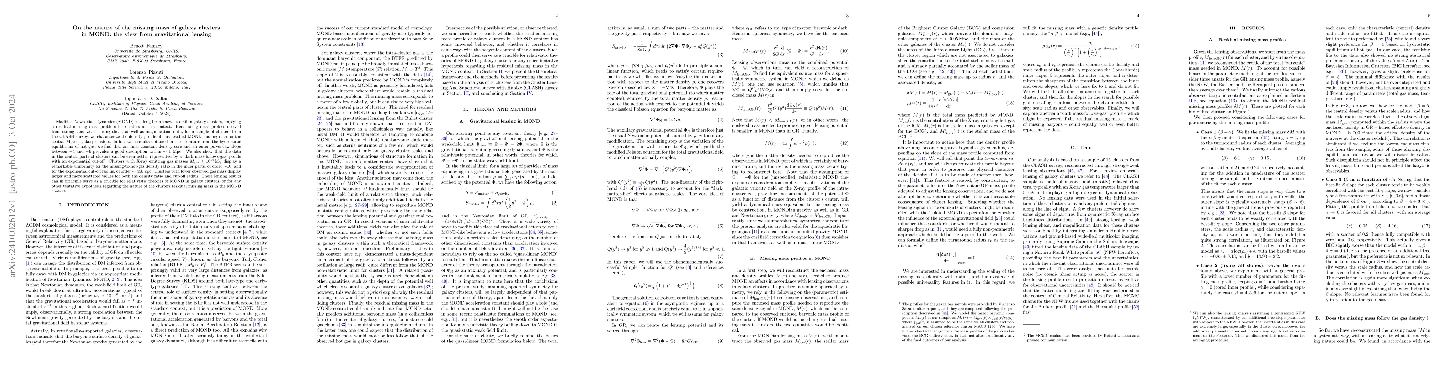 Thumbnail for On the nature of the missing mass of galaxy clusters in MOND: the view
  from gravitational lensing