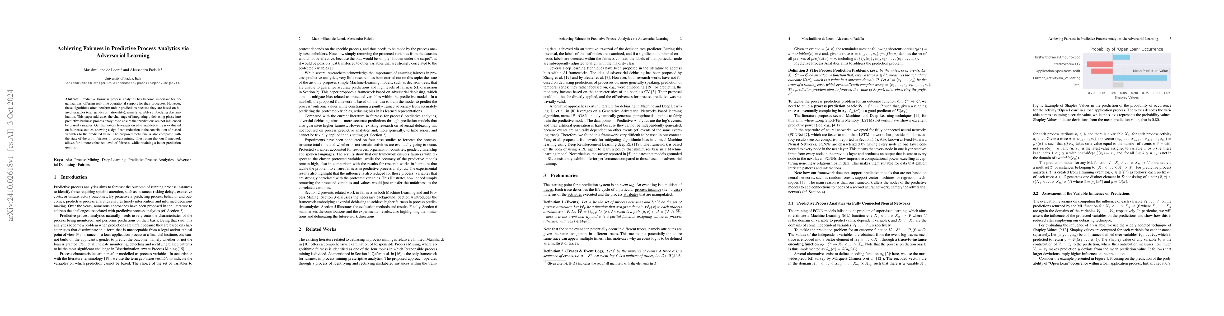 Thumbnail for Achieving Fairness in Predictive Process Analytics via Adversarial
  Learning (Extended Version)