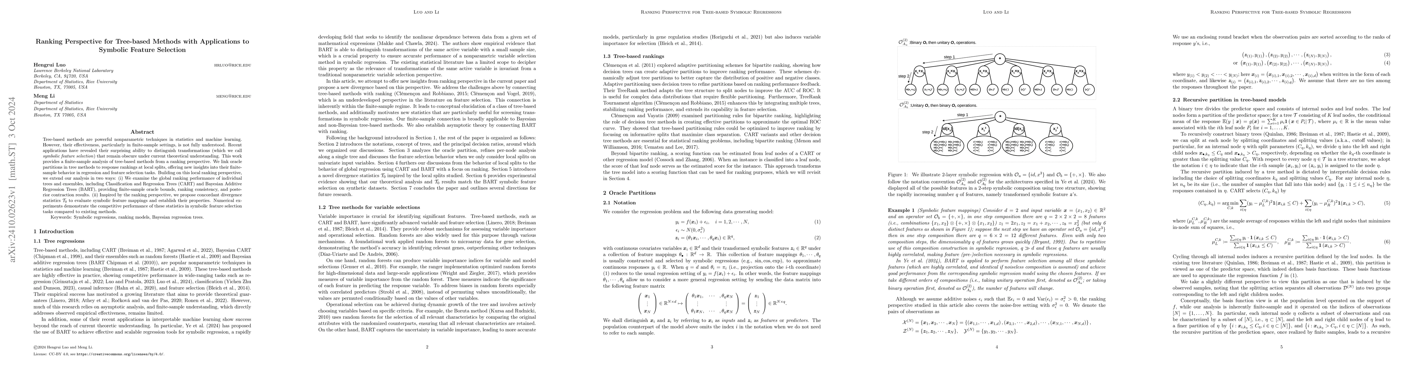Thumbnail for Ranking Perspective for Tree-based Methods with Applications to Symbolic
  Feature Selection