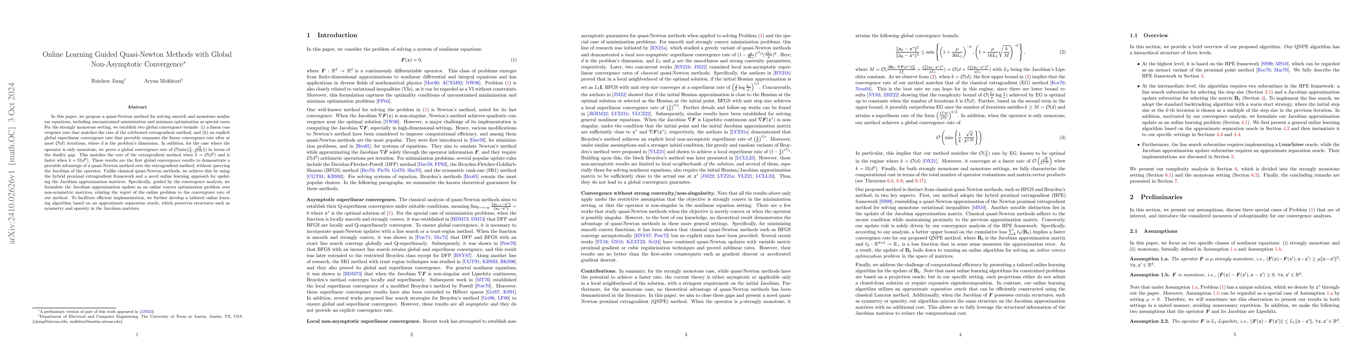 Thumbnail for Online Learning Guided Quasi-Newton Methods with Global Non-Asymptotic
  Convergence