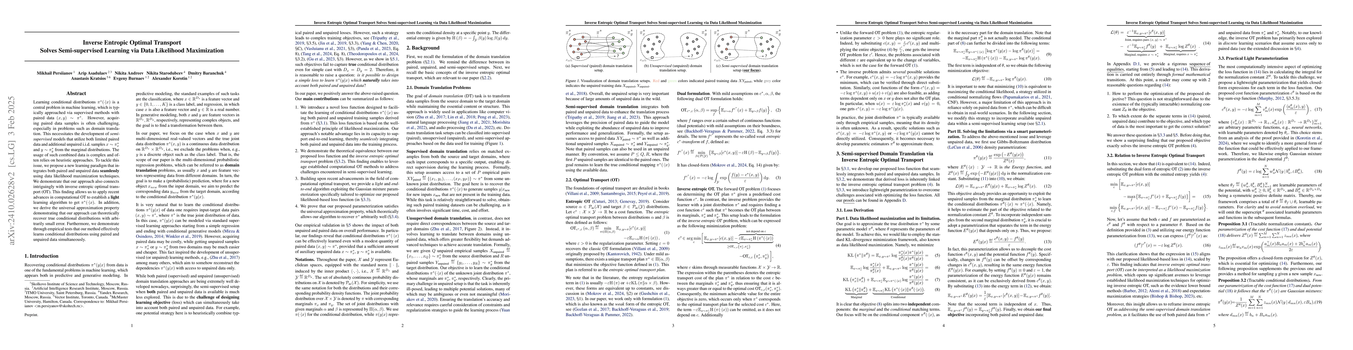 Thumbnail for Inverse Entropic Optimal Transport Solves Semi-supervised Learning via
  Data Likelihood Maximization