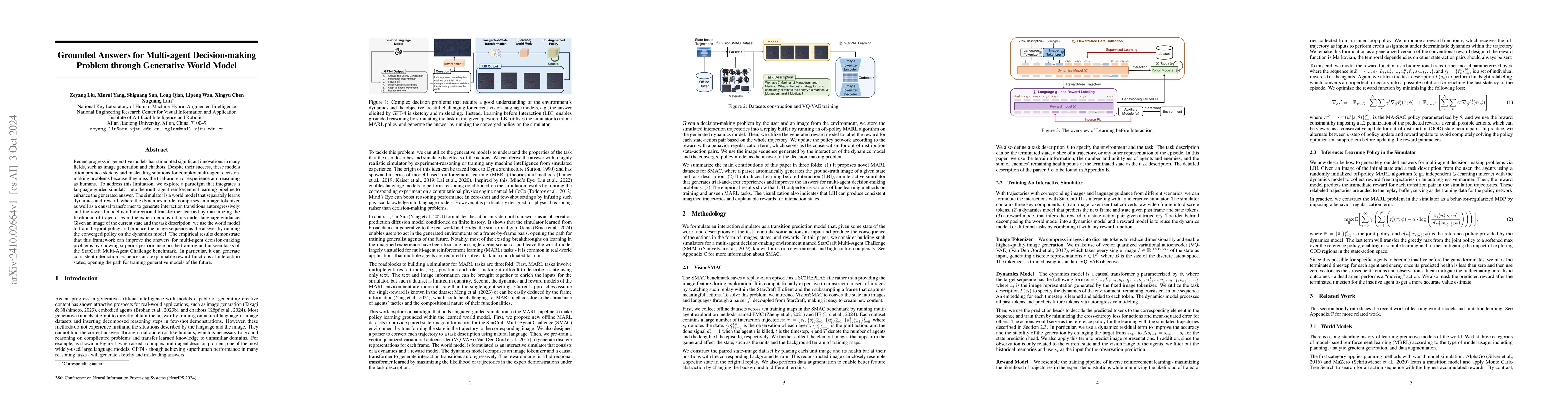 Thumbnail for Grounded Answers for Multi-agent Decision-making Problem through
  Generative World Model