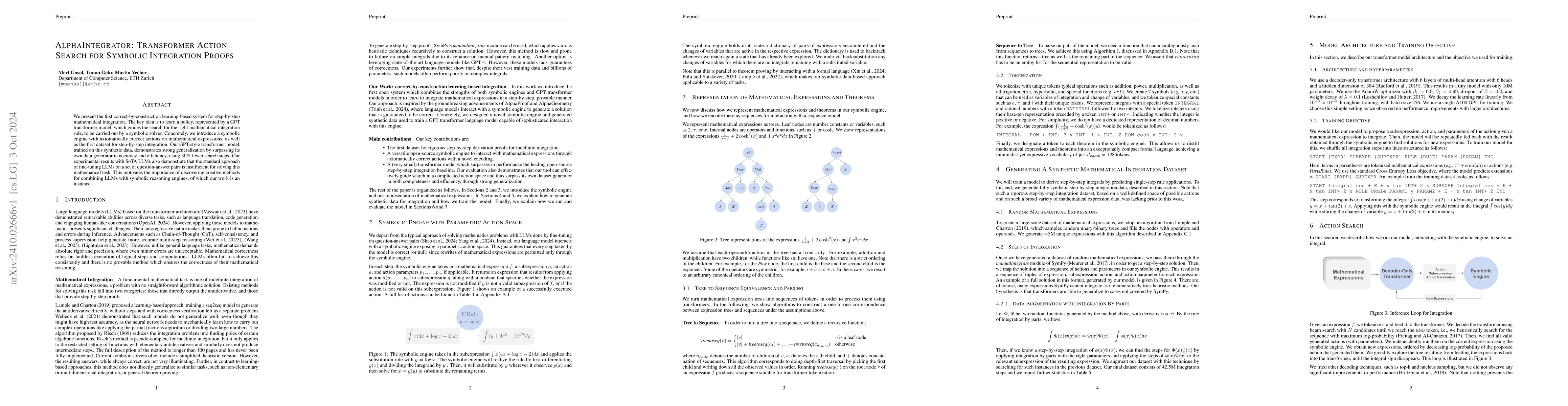 Thumbnail for AlphaIntegrator: Transformer Action Search for Symbolic Integration
  Proofs