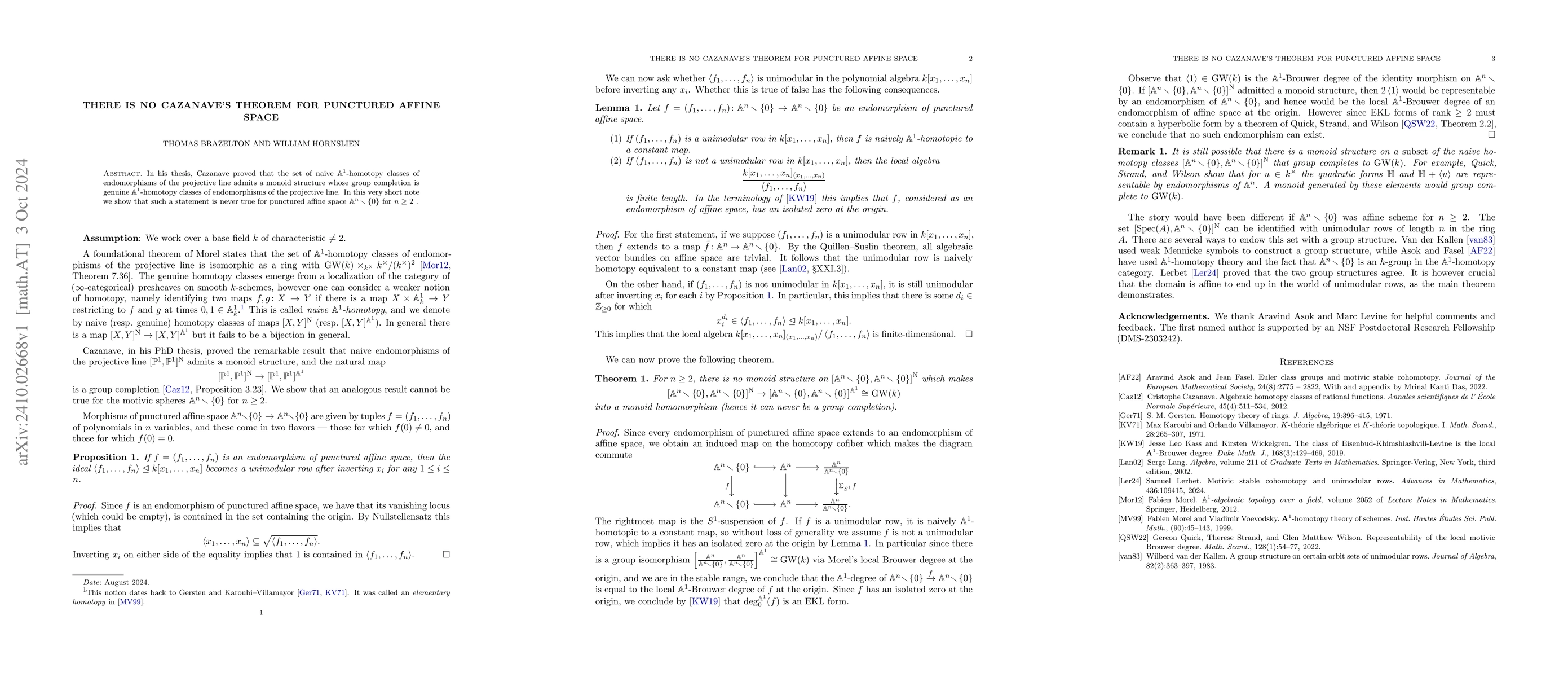 Thumbnail for There is no Cazanave's Theorem for punctured affine space