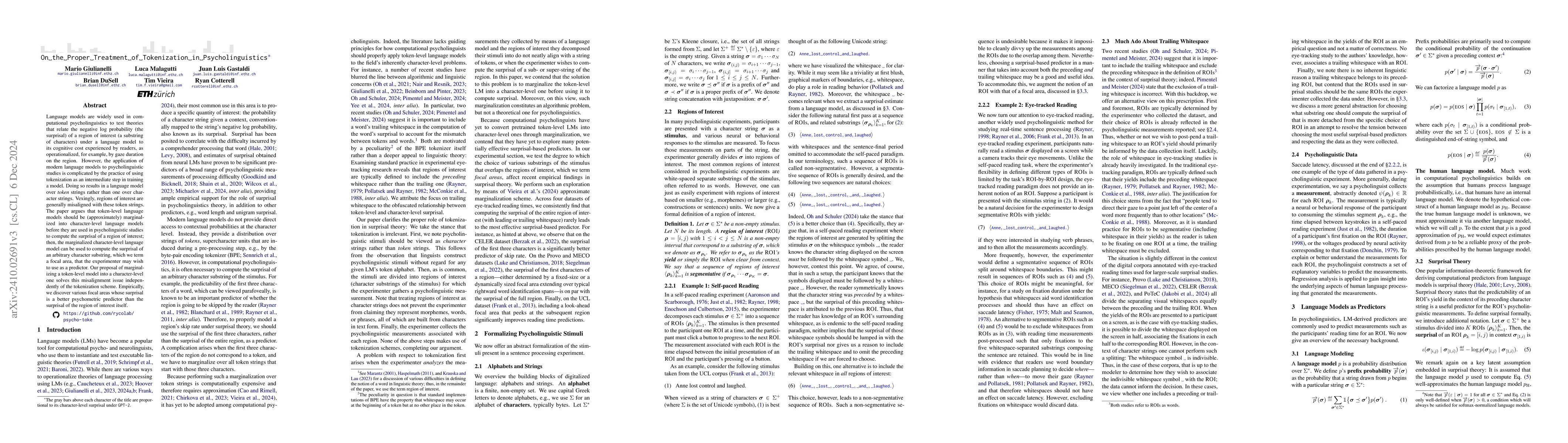 Thumbnail for On the Proper Treatment of Tokenization in Psycholinguistics
