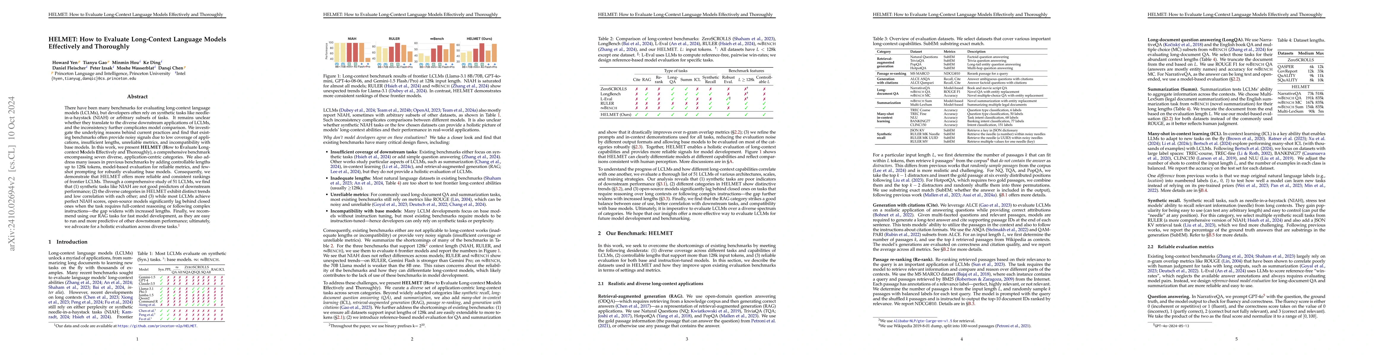 Thumbnail for HELMET: How to Evaluate Long-Context Language Models Effectively and
  Thoroughly