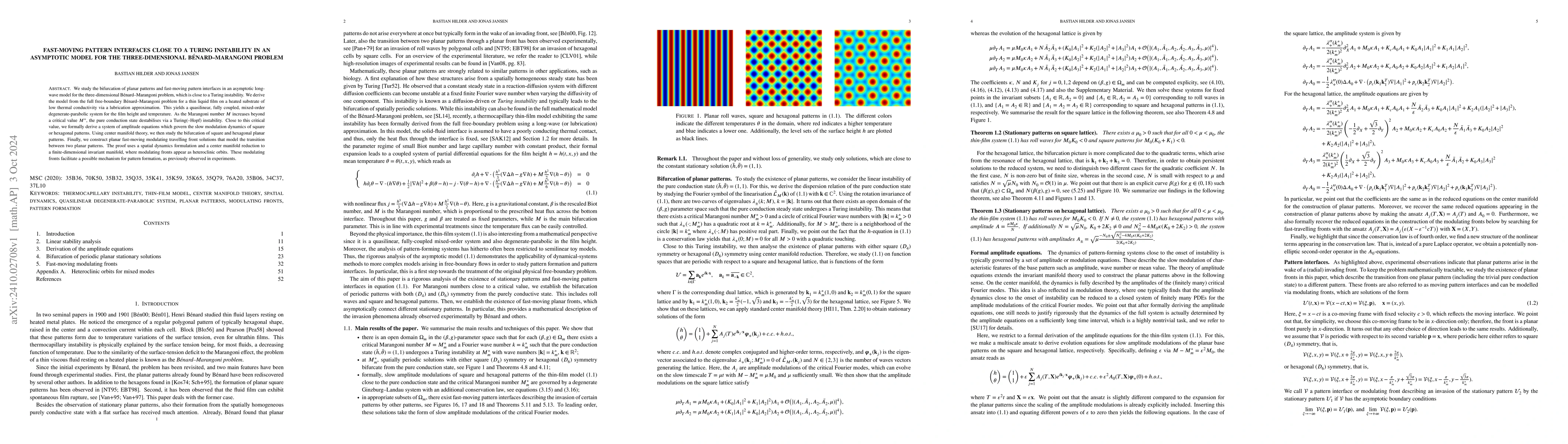 Thumbnail for Fast-moving pattern interfaces close to a Turing instability in an
  asymptotic model for the three-dimensional Bénard-Marangoni problem