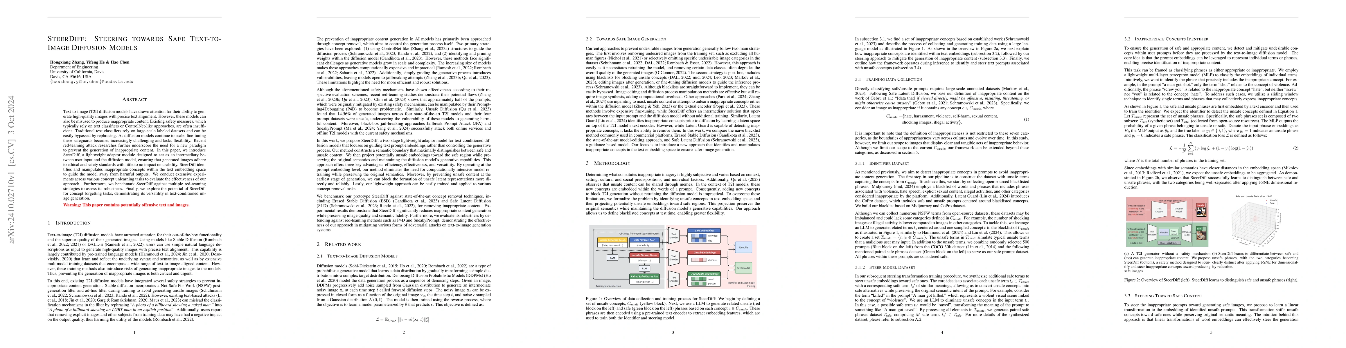 Thumbnail for SteerDiff: Steering towards Safe Text-to-Image Diffusion Models
