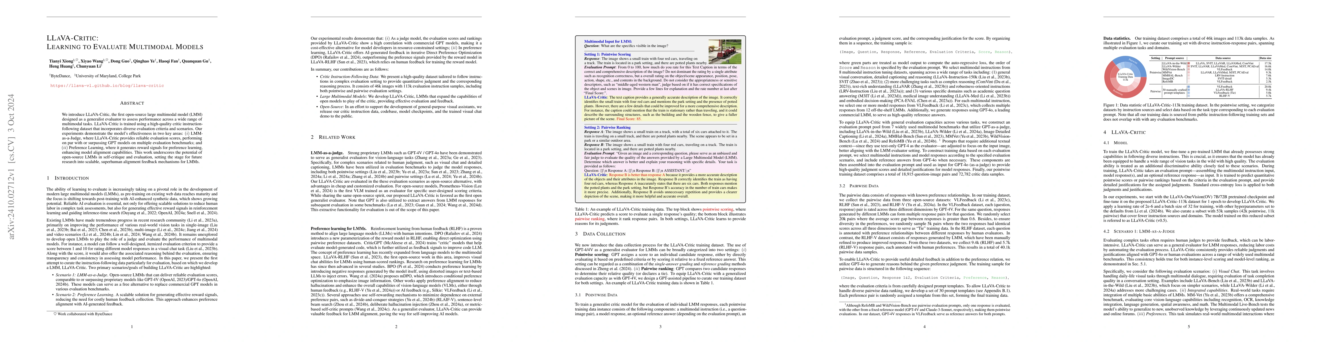 Thumbnail for LLaVA-Critic: Learning to Evaluate Multimodal Models