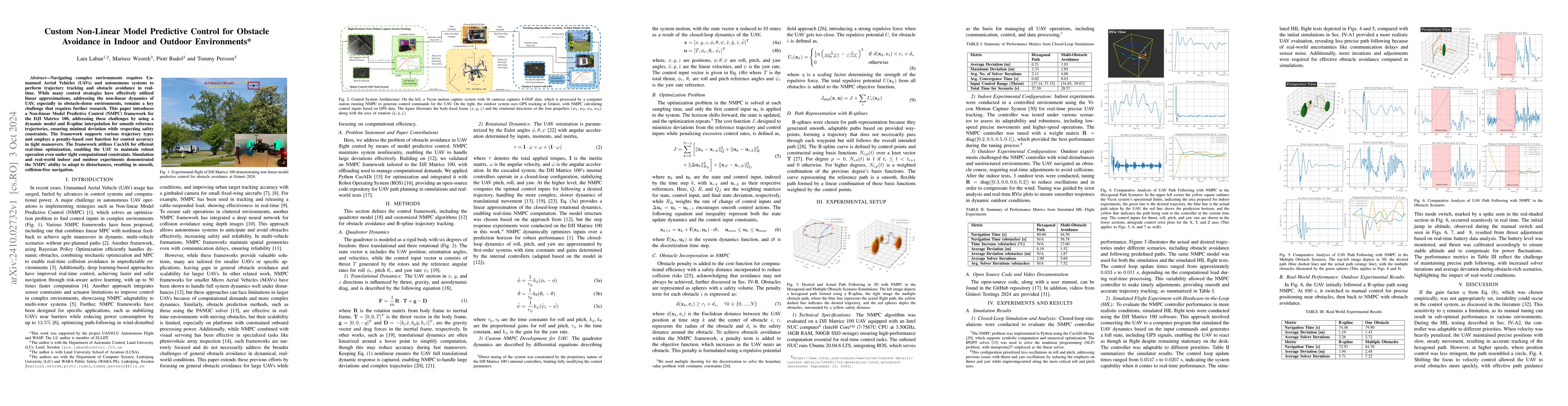 Thumbnail for Custom Non-Linear Model Predictive Control for Obstacle Avoidance in
  Indoor and Outdoor Environments