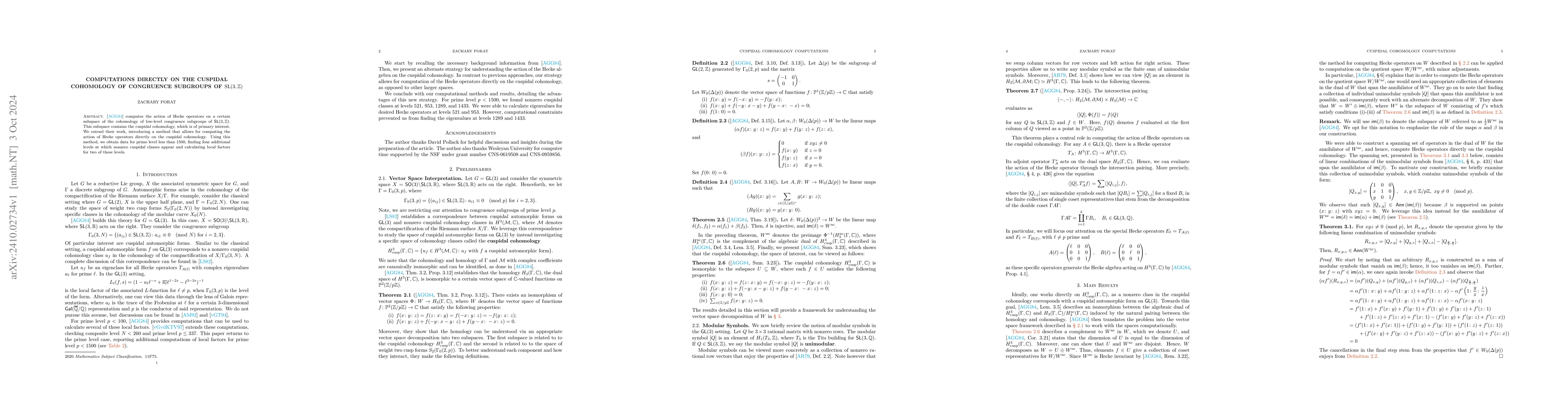 Thumbnail for Computations directly on the cuspidal cohomology of congruence subgroups
  of $\mathrm{SL}(3, \mathbb{Z})$