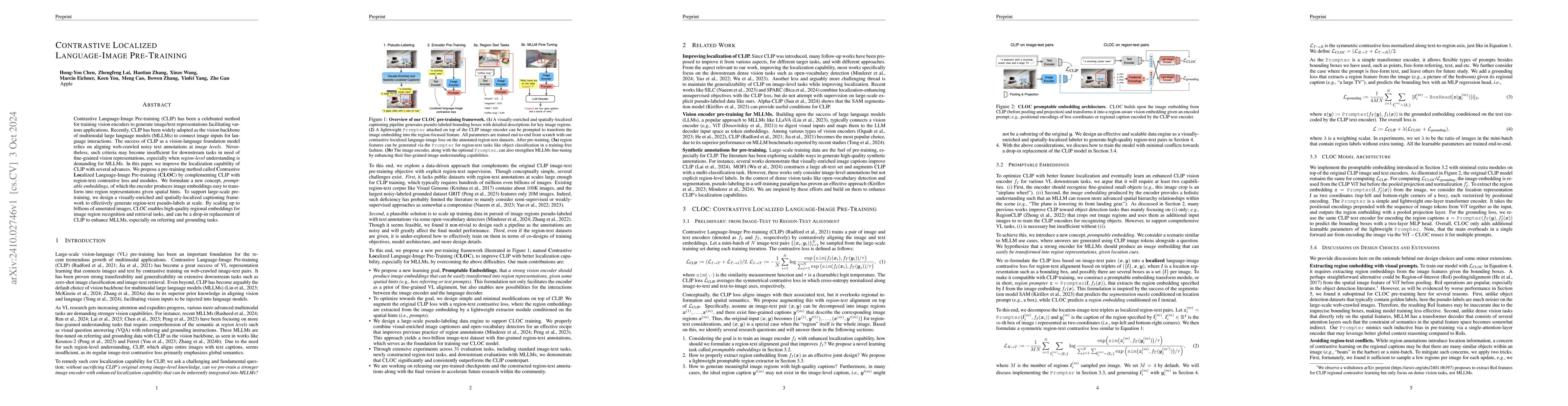 Thumbnail for Contrastive Localized Language-Image Pre-Training