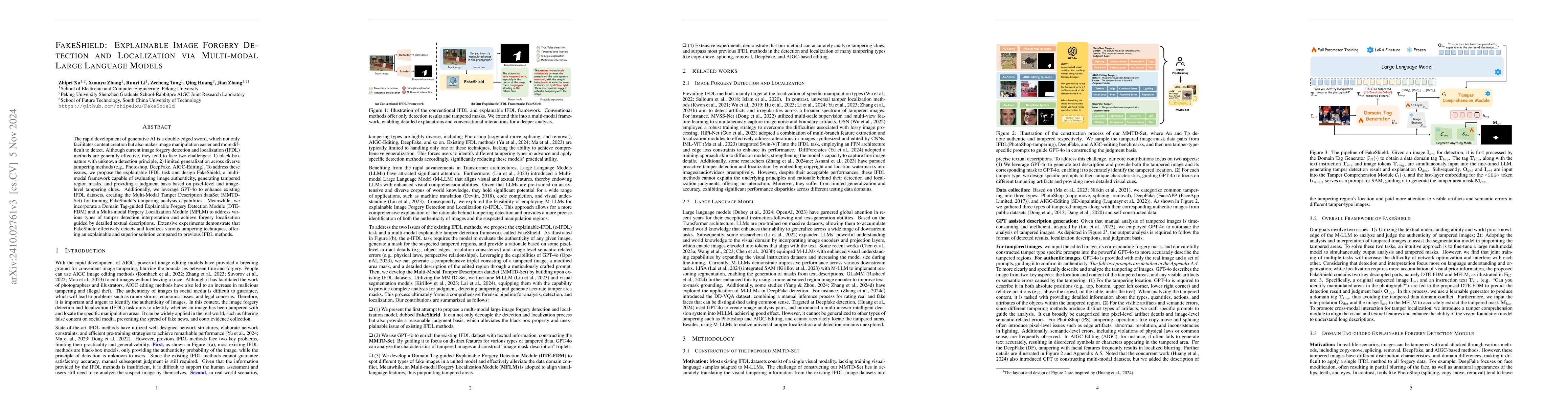 Thumbnail for FakeShield: Explainable Image Forgery Detection and Localization via
  Multi-modal Large Language Models