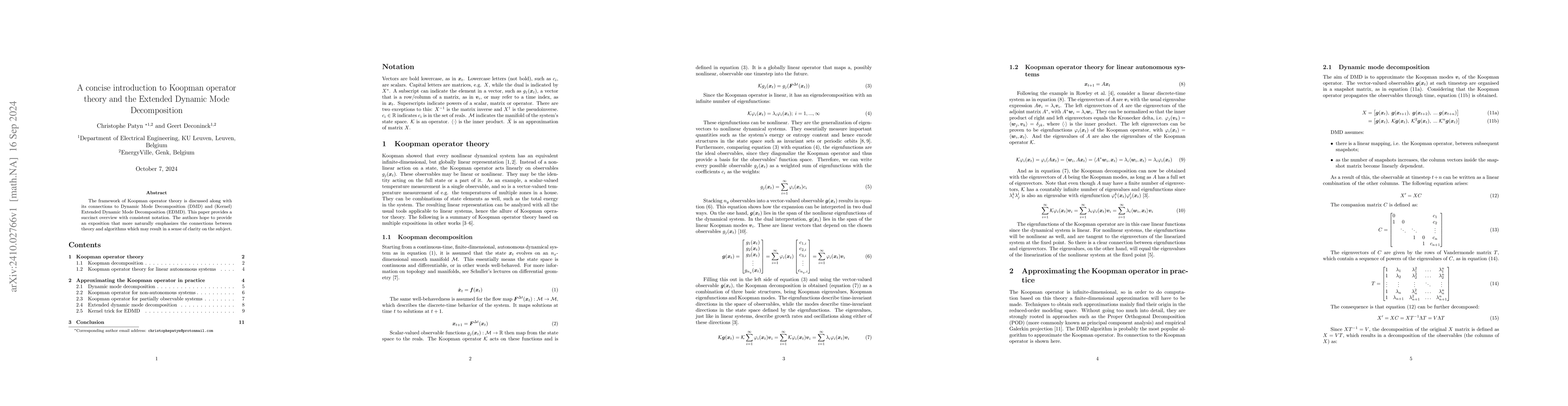 Thumbnail for A concise introduction to Koopman operator theory and the Extended
  Dynamic Mode Decomposition
