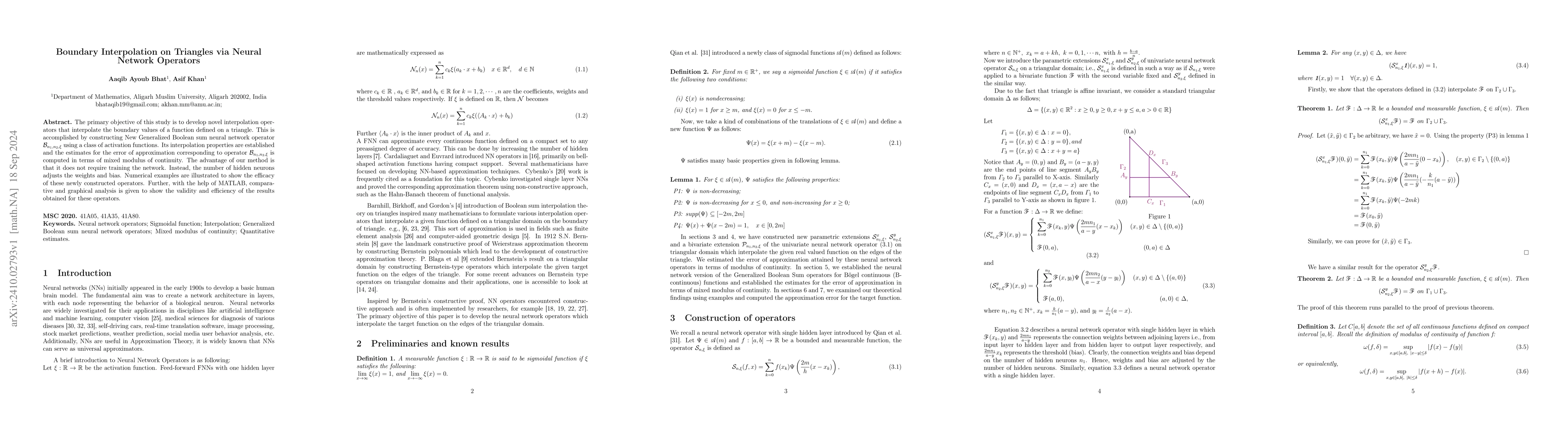 Thumbnail for Boundary Interpolation on Triangles via Neural Network Operators