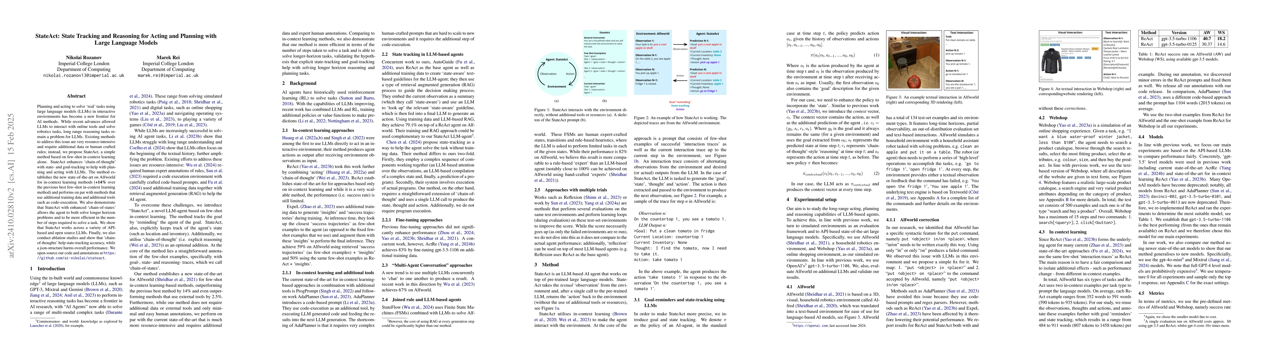 Thumbnail for StateAct: State Tracking and Reasoning for Acting and Planning with
  Large Language Models