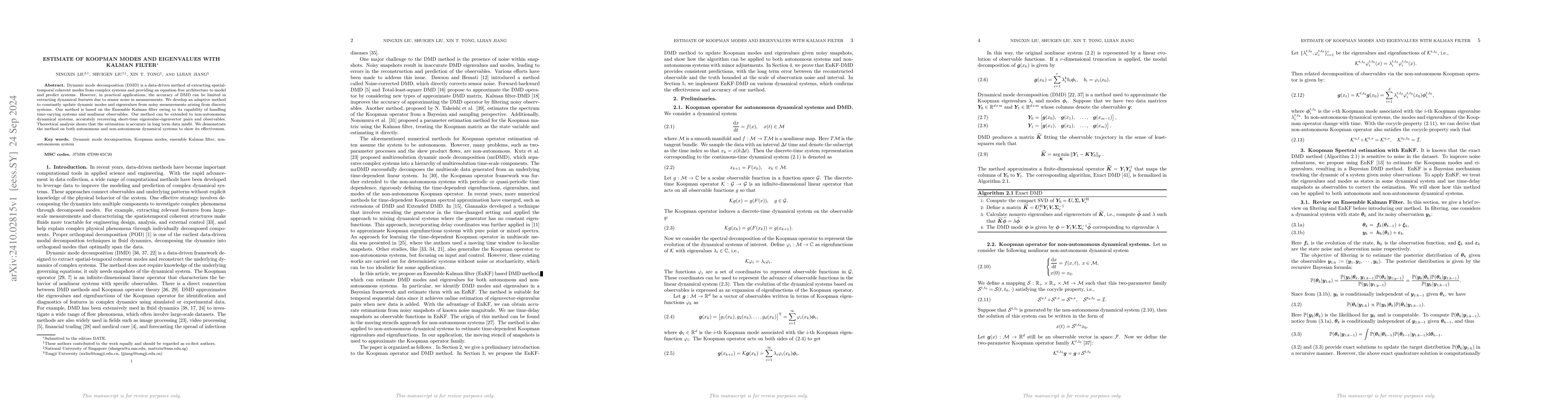 Thumbnail for Estimate of Koopman modes and eigenvalues with Kalman Filter