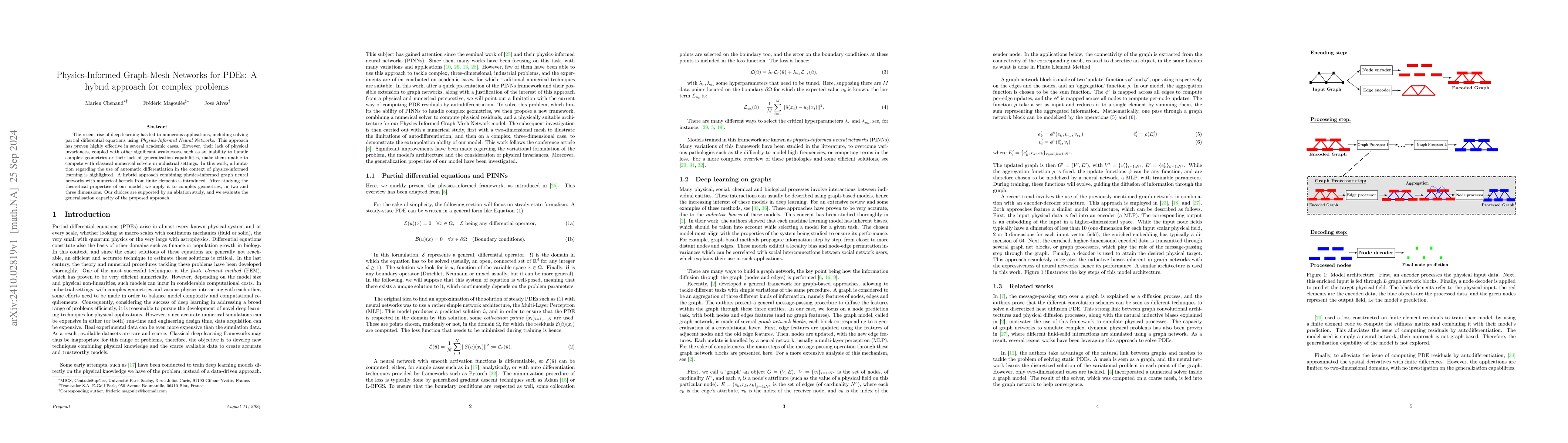 Thumbnail for Physics-Informed Graph-Mesh Networks for PDEs: A hybrid approach for
  complex problems