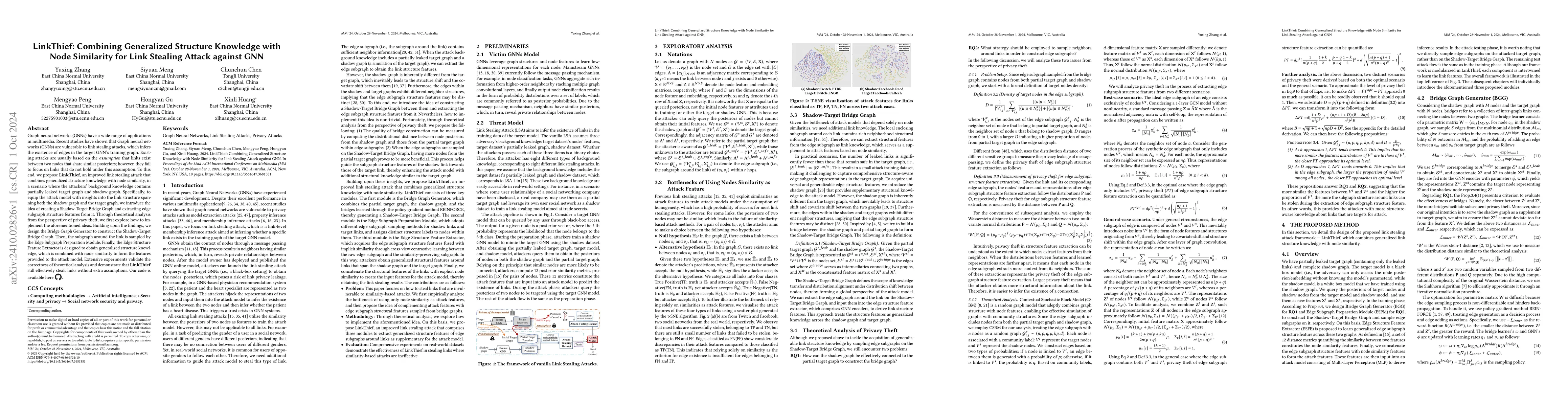 Thumbnail for LinkThief: Combining Generalized Structure Knowledge with Node
  Similarity for Link Stealing Attack against GNN