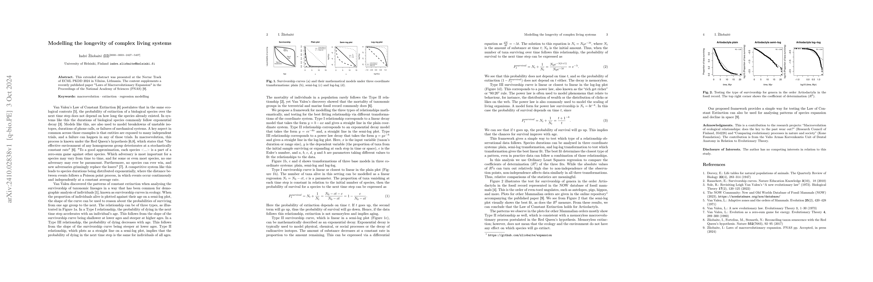 Thumbnail for Modelling the longevity of complex living systems