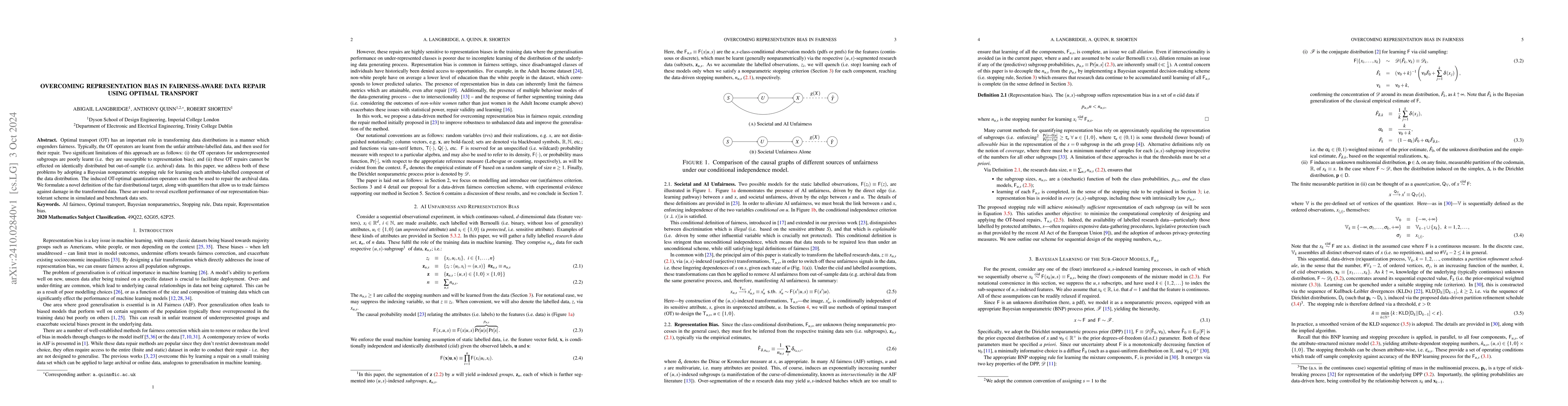 Thumbnail for Overcoming Representation Bias in Fairness-Aware data Repair using
  Optimal Transport