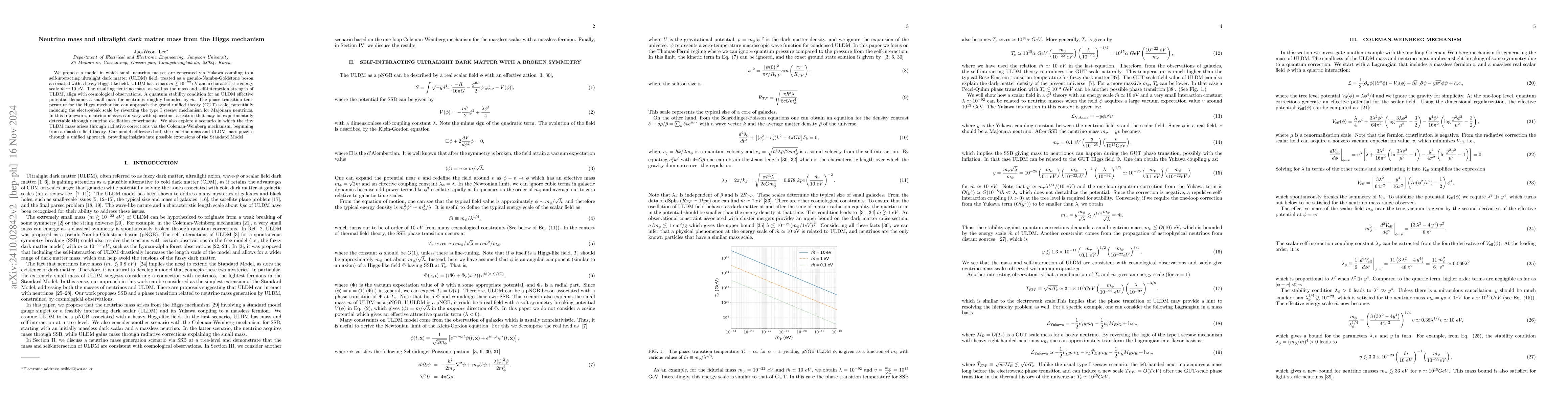 Thumbnail for Neutrino mass and ultralight dark matter mass from the Higgs mechanism