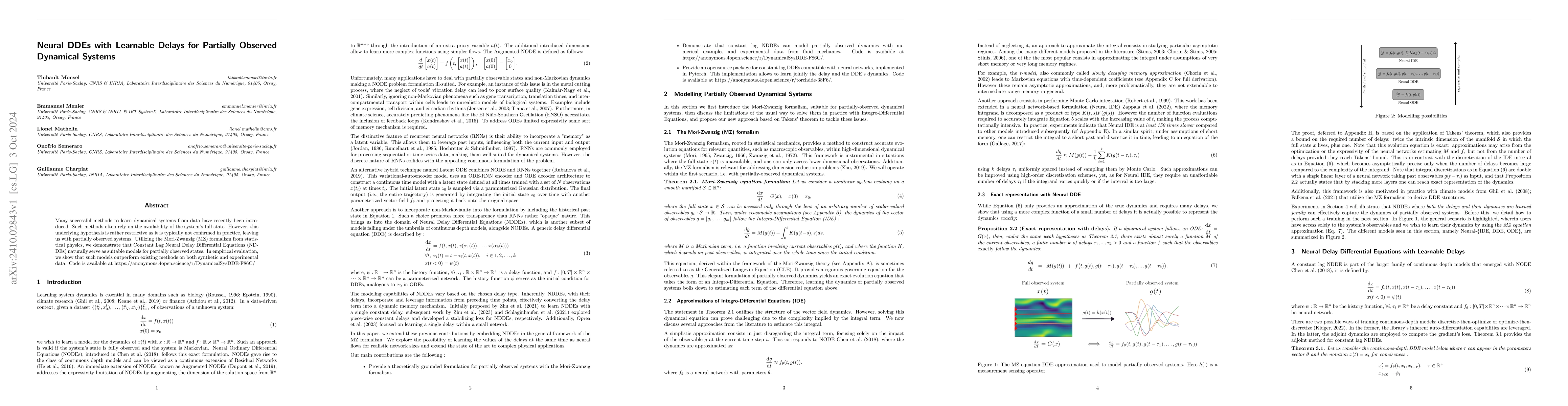 Thumbnail for Neural DDEs with Learnable Delays for Partially Observed Dynamical
  Systems