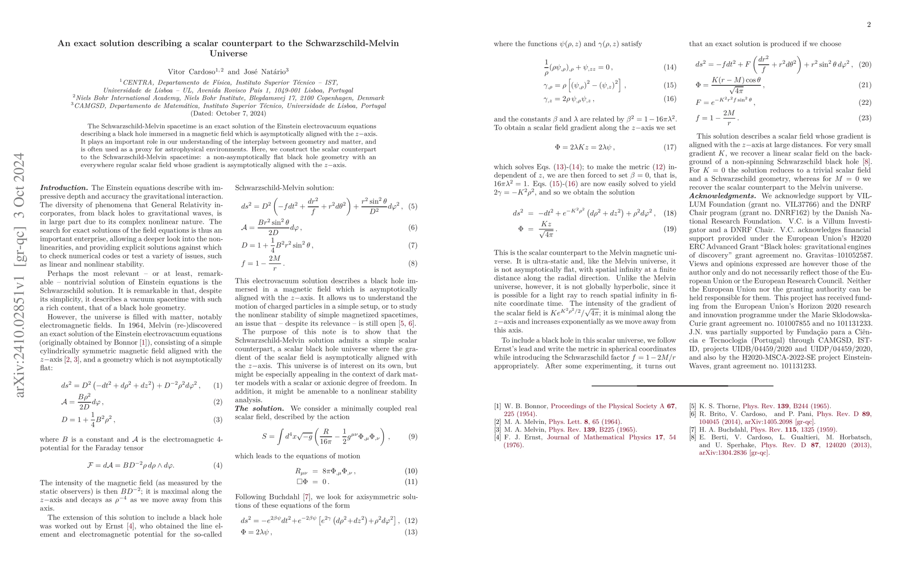 Thumbnail for An exact solution describing a scalar counterpart to the
  Schwarzschild-Melvin Universe
