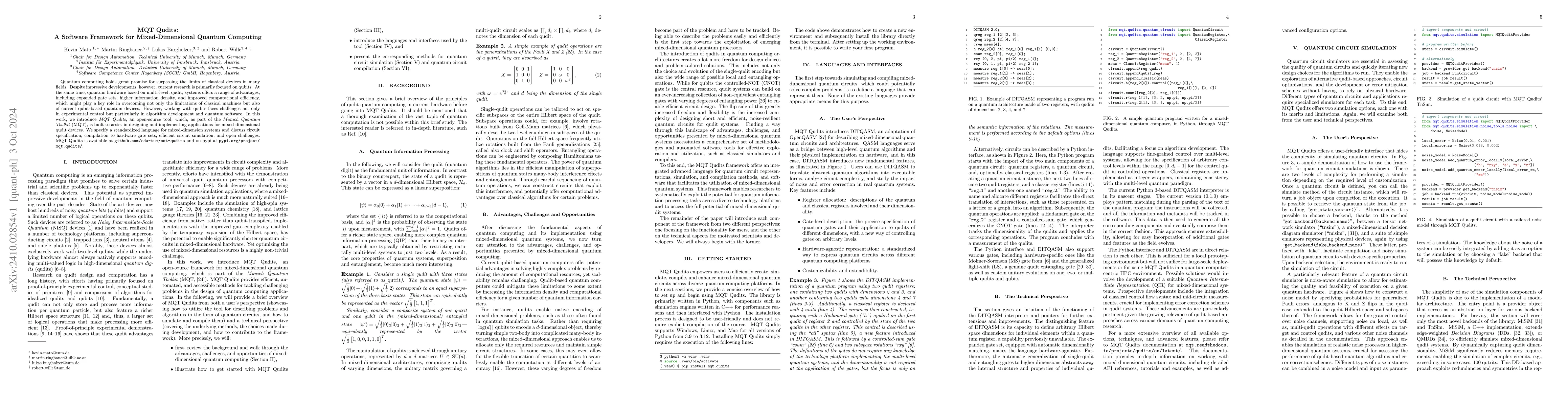 Thumbnail for MQT Qudits: A Software Framework for Mixed-Dimensional Quantum Computing