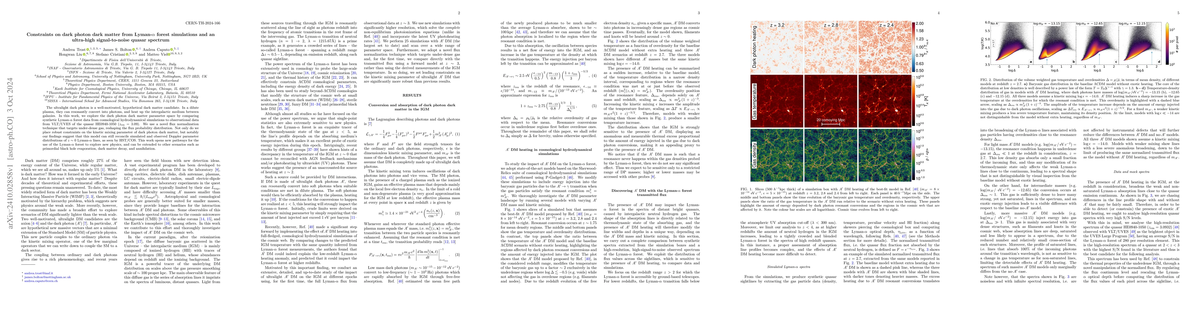 Thumbnail for Constraints on dark photon dark matter from Lyman-$α$ forest
  simulations and an ultra-high signal-to-noise quasar spectrum