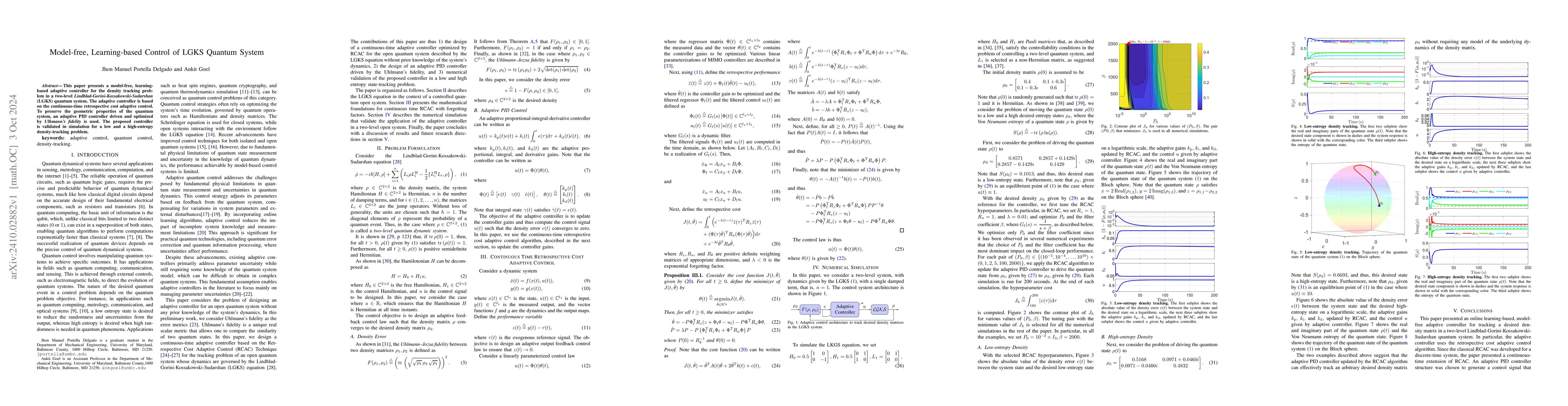 Thumbnail for Model-free, Learning-based Control of LGKS Quantum System