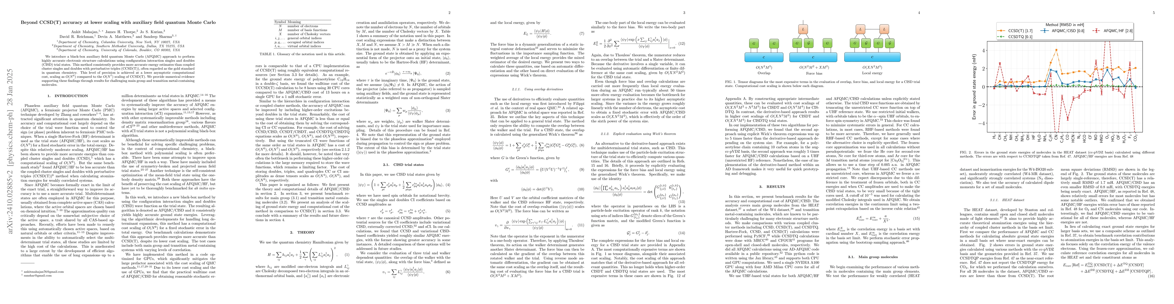 Thumbnail for Beyond CCSD(T) accuracy at lower scaling with auxiliary field quantum
  Monte Carlo