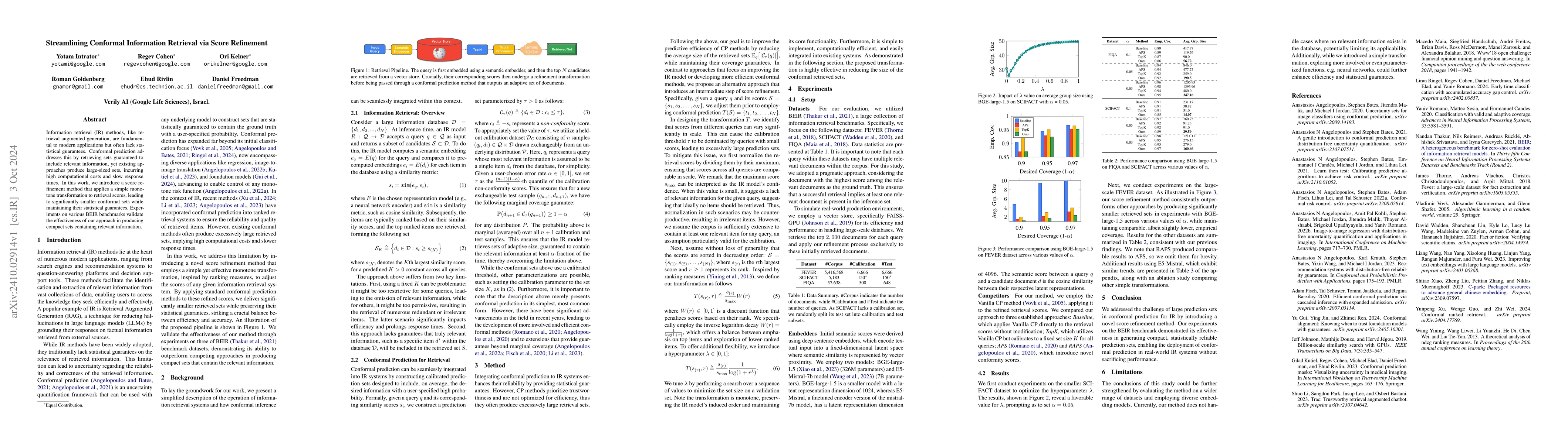 Thumbnail for Streamlining Conformal Information Retrieval via Score Refinement