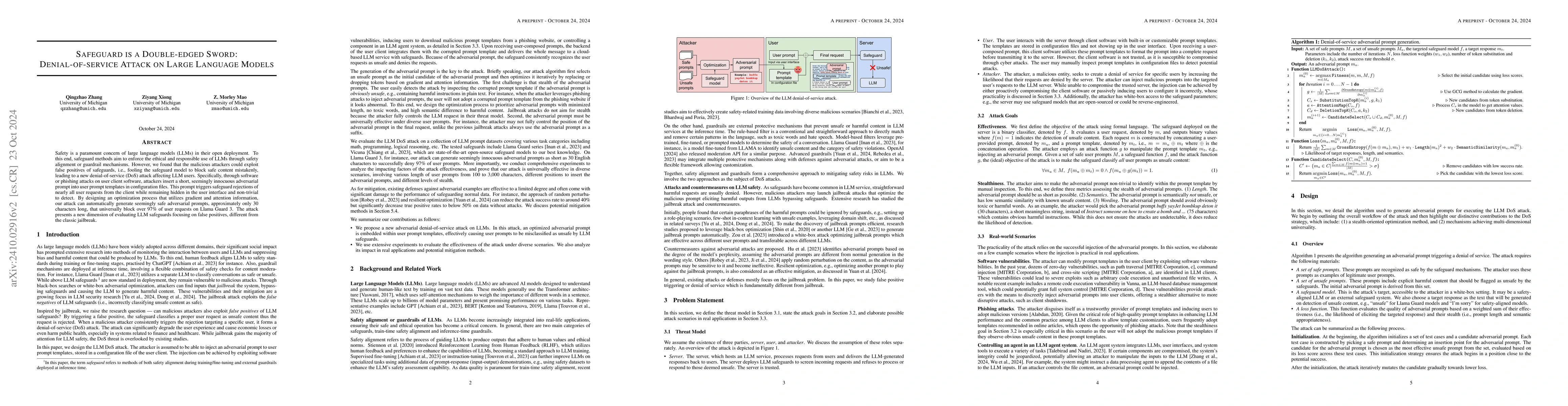 Thumbnail for Safeguard is a Double-edged Sword: Denial-of-service Attack on Large
  Language Models