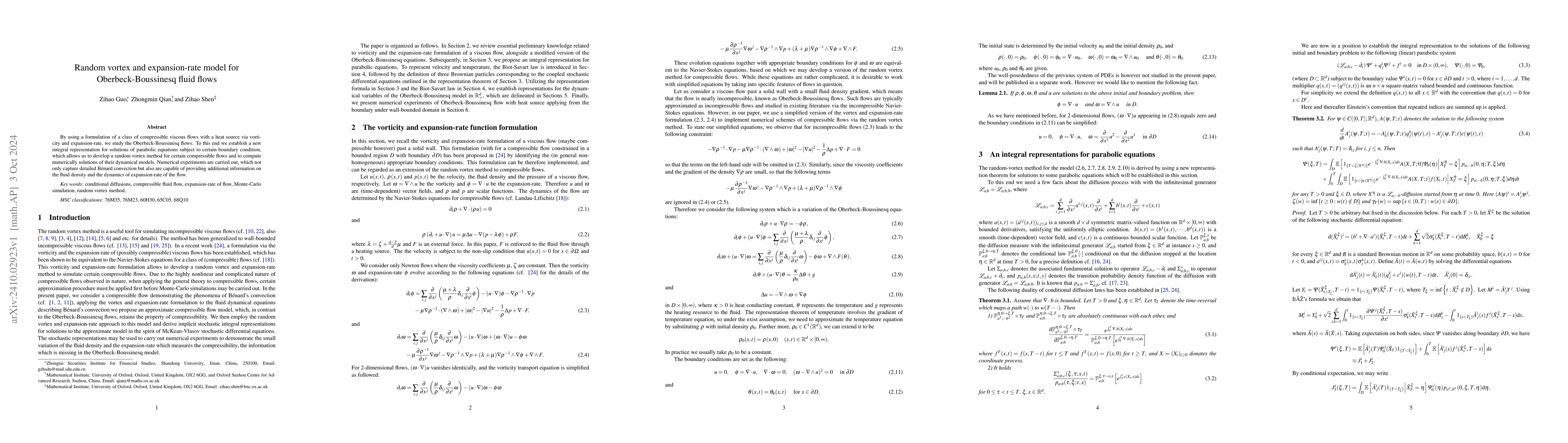 Thumbnail for Random vortex and expansion-rate model for Oberbeck-Boussinesq fluid
  flows