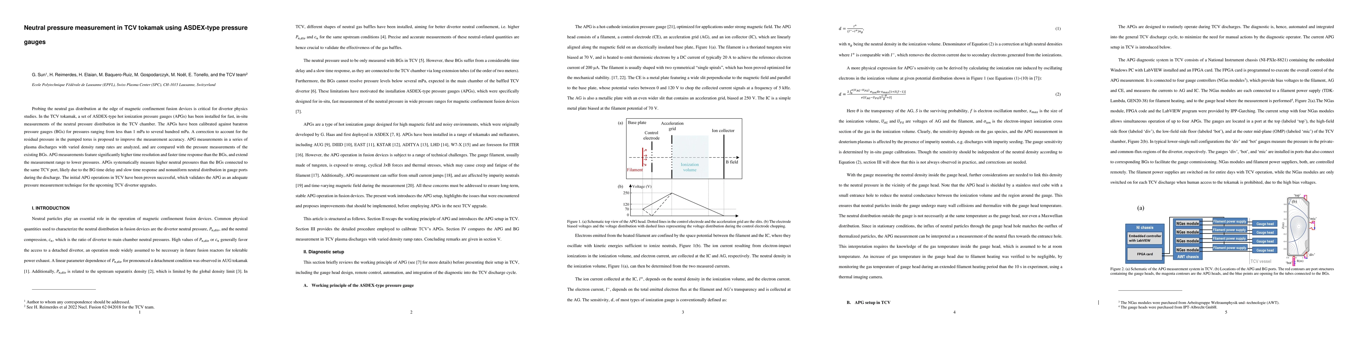 Thumbnail for Neutral pressure measurement in TCV tokamak using ASDEX-type pressure
  gauges