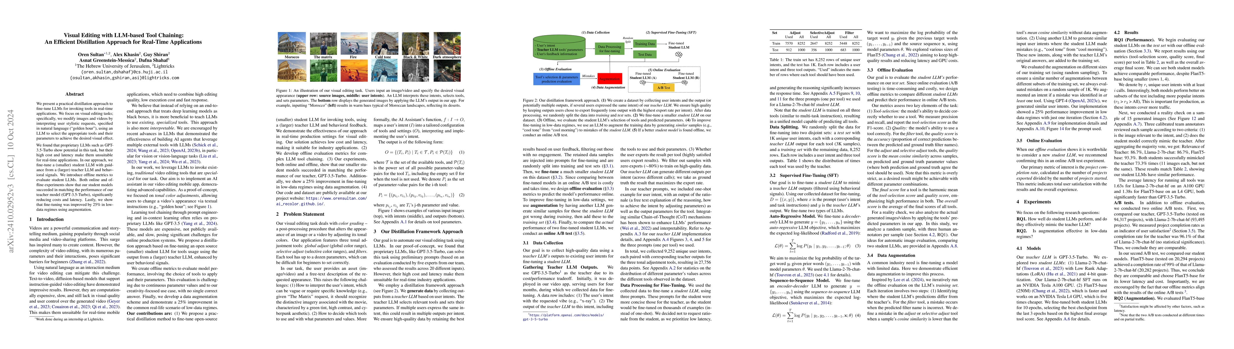 Thumbnail for Visual Editing with LLM-based Tool Chaining: An Efficient Distillation
  Approach for Real-Time Applications