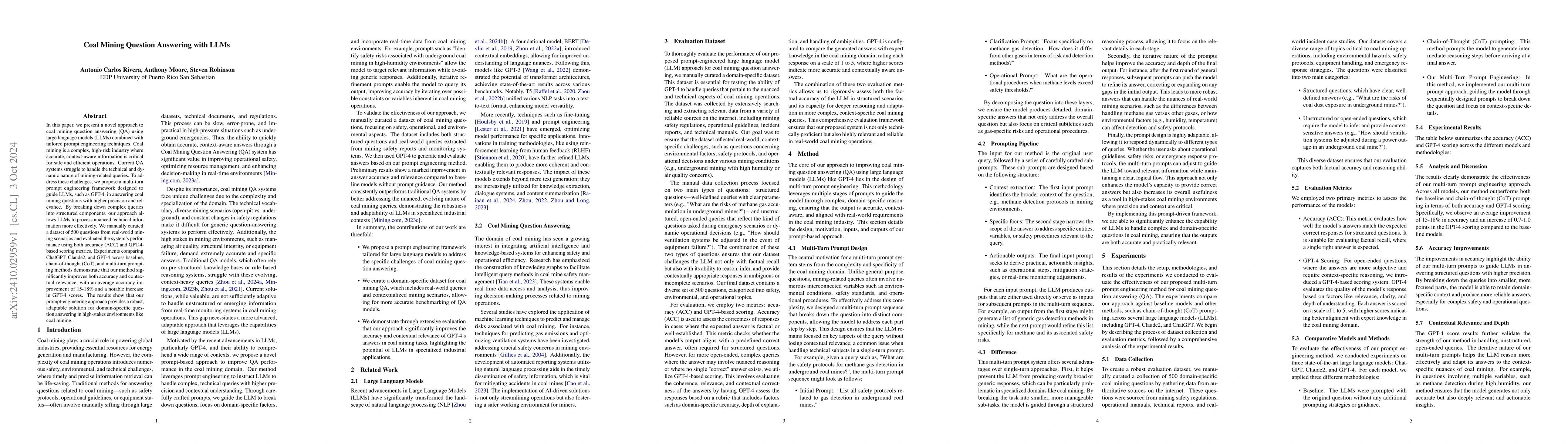 Thumbnail for Coal Mining Question Answering with LLMs