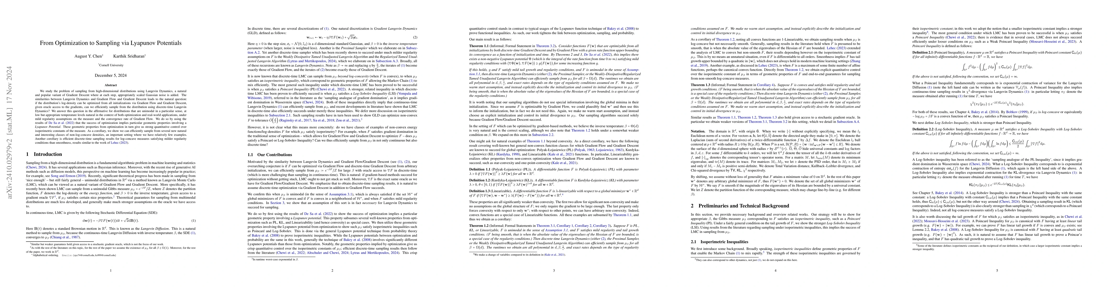 Thumbnail for From Optimization to Sampling via Lyapunov Potentials