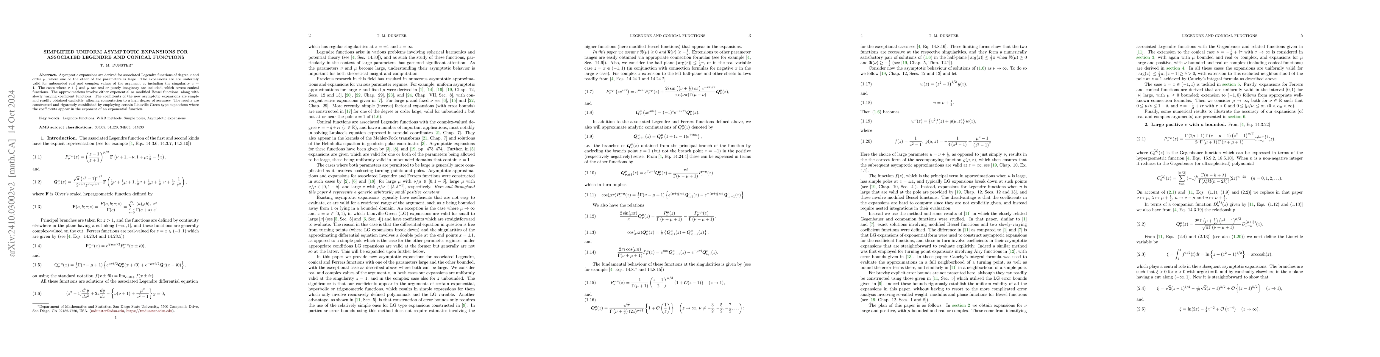 Thumbnail for Simplified uniform asymptotic expansions for associated Legendre and
  conical functions