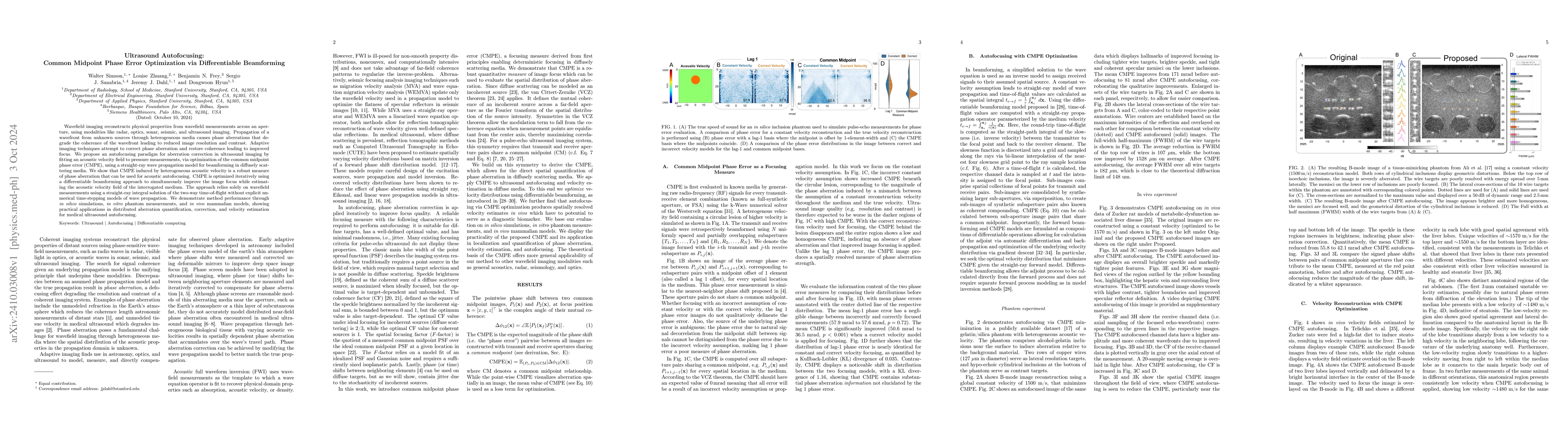 Thumbnail for Ultrasound Autofocusing: Common Midpoint Phase Error Optimization via
  Differentiable Beamforming