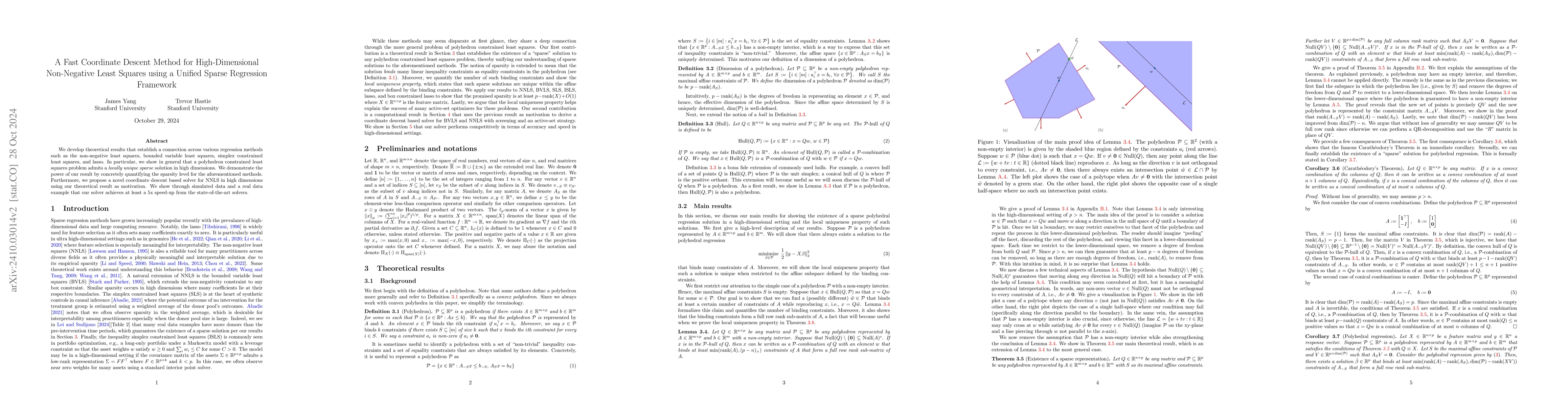 Thumbnail for A Fast Coordinate Descent Method for High-Dimensional Non-Negative Least
  Squares using a Unified Sparse Regression Framework