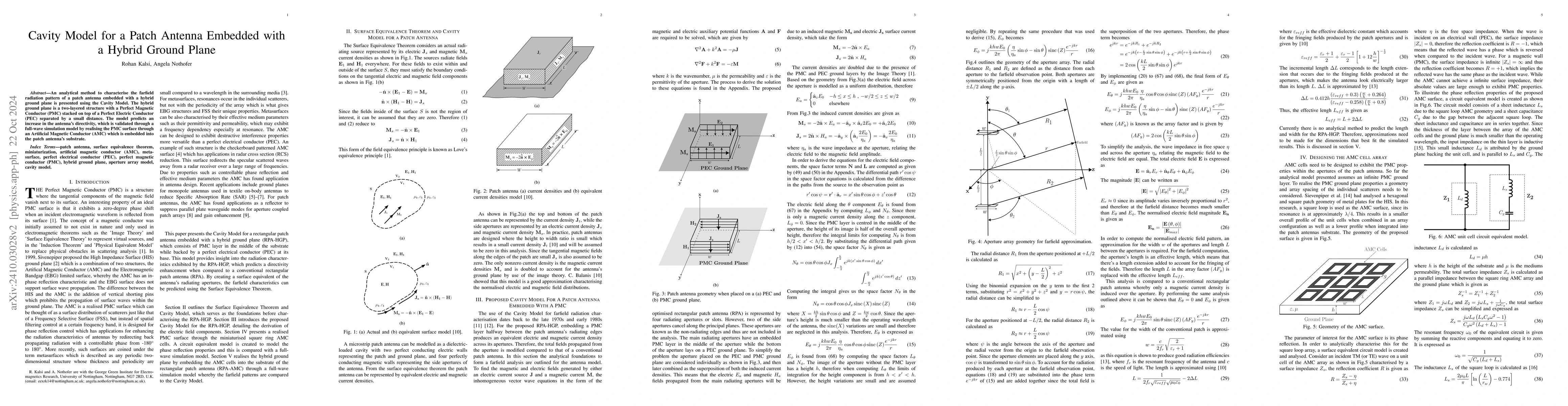 Thumbnail for Cavity Model for a Patch Antenna Embedded with a Hybrid Ground Plane