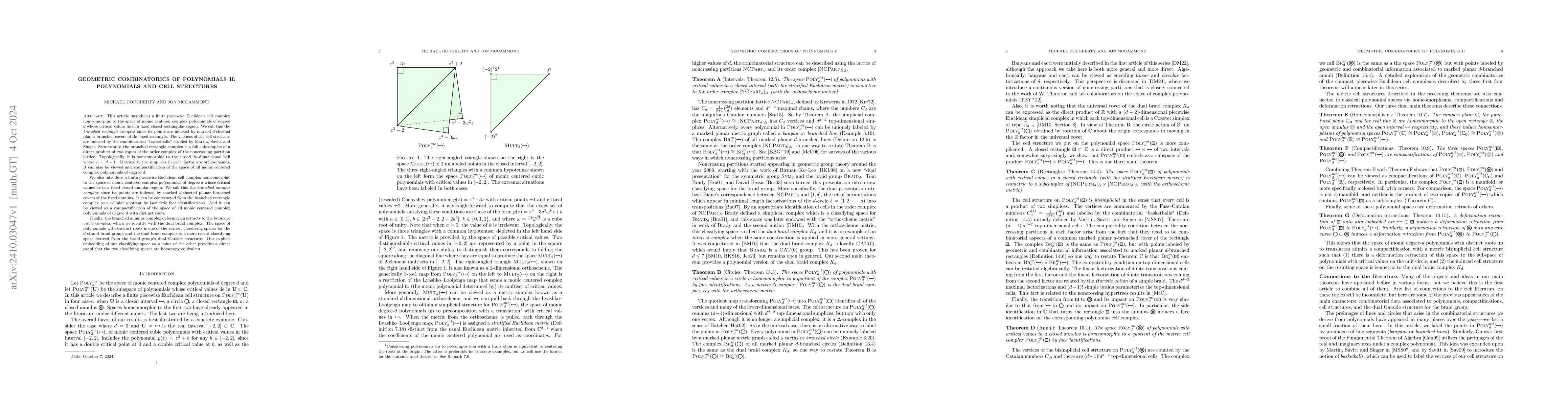 Thumbnail for Geometric Combinatorics of Polynomials II: Polynomials and Cell
  Structures